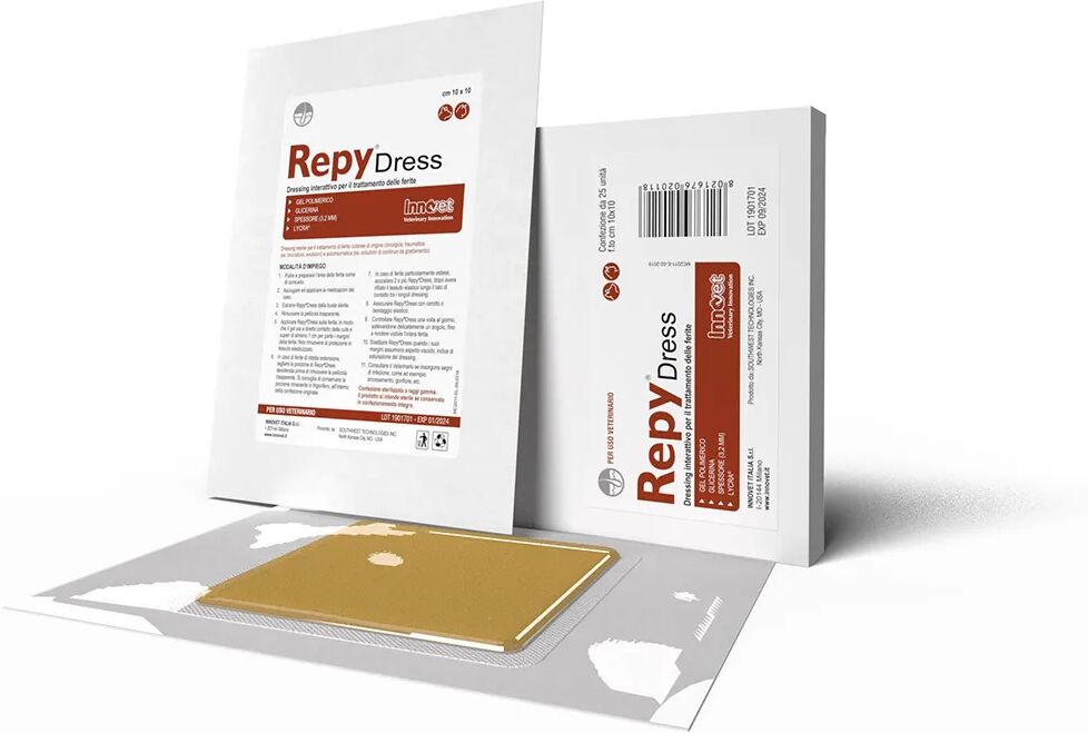 repy innovet dress trattamento dermatologico ferite cani e gatti 5 dressing sterili 10x10 cm