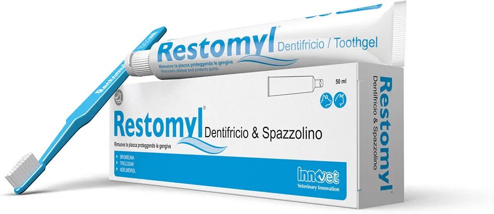 innovet restomyl dentifricio e spazzolino extra soft igiene orale cani e gatti