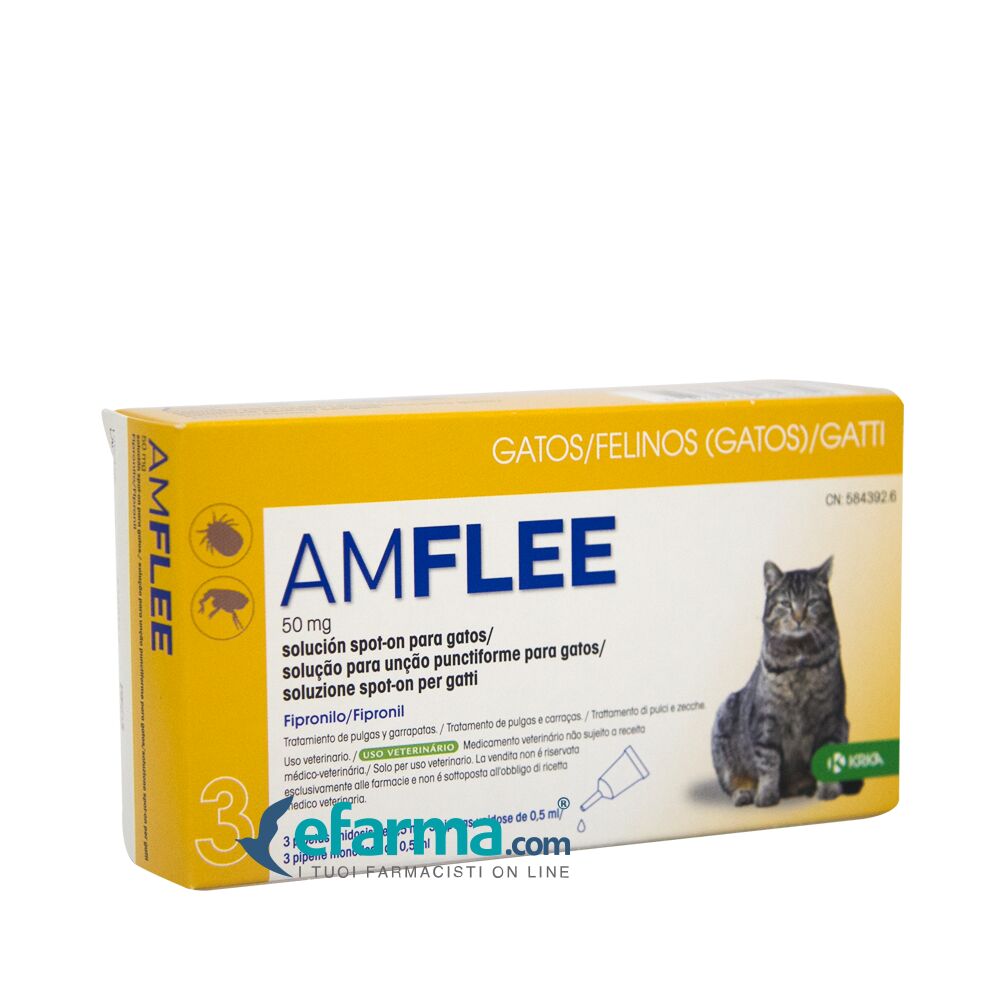 krka farmaceutici amflee spot-on antiparassitario gatti 3 pipette
