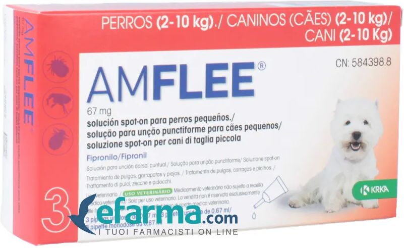 krka farmaceutici amflee spot-on antiparassitario cani taglia piccola 3 pipette