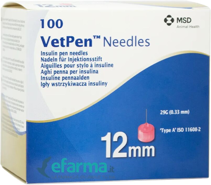 caninsulin vetpen intervet aghi unifine per vetpen 29g/12mm misurazione diabete cani e gatti 100 pezzi