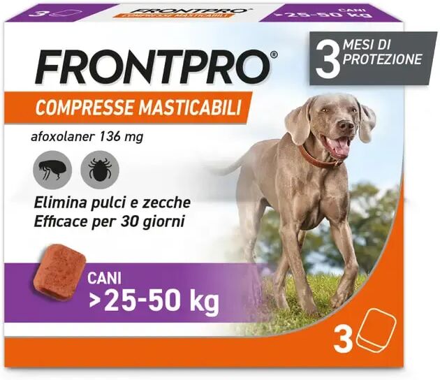 frontpro contro pulci e zecche per cani 25-50 kg 3 compresse masticabili