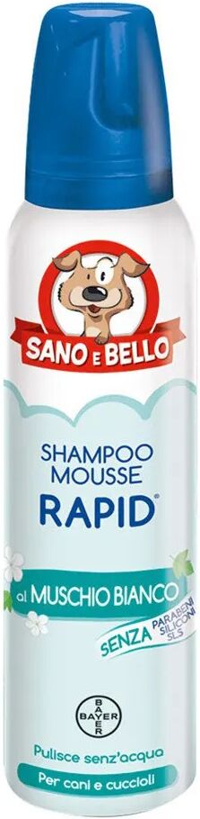 sano e bello bayer shampoo schiuma secca rapid muschio bianco cani 300 ml