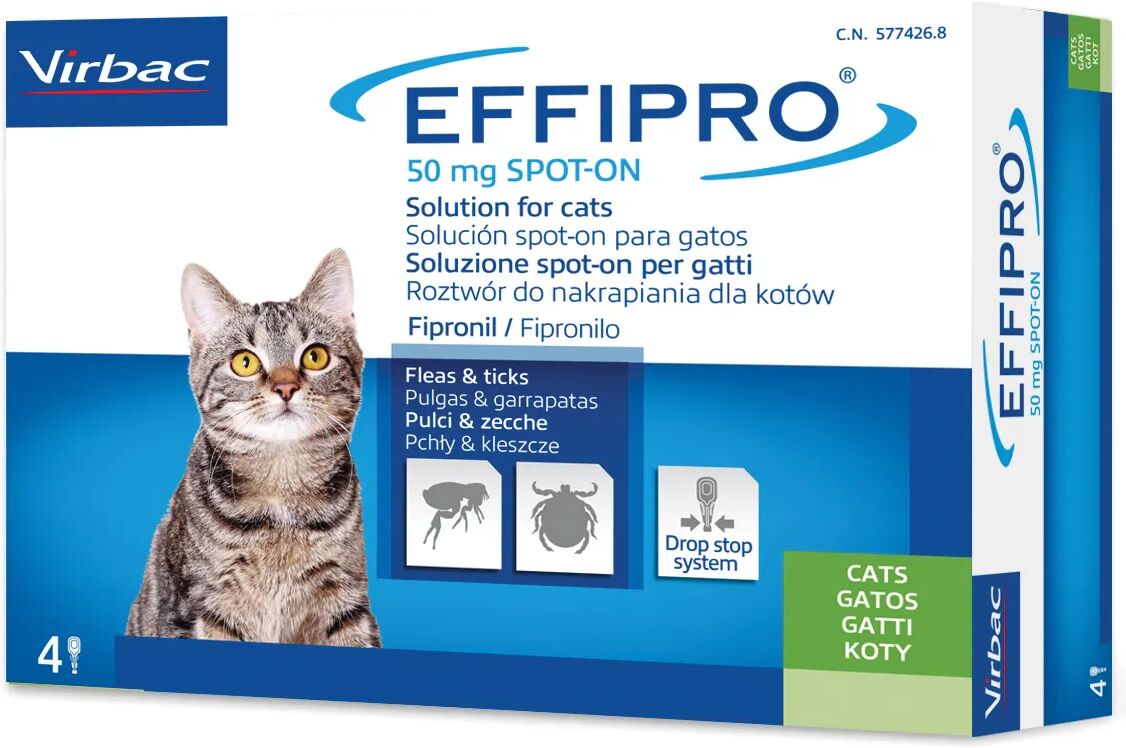 effipro spot-on antiparassitario gatti 50 mg 4 pipette