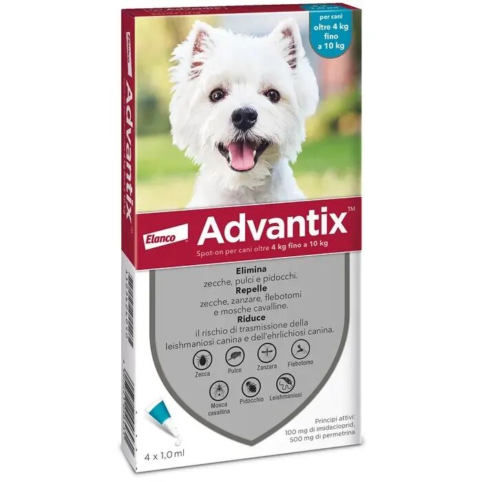 Advantix Spot-On Cani da 4 a 10 Kg 4 Pipette Monodose