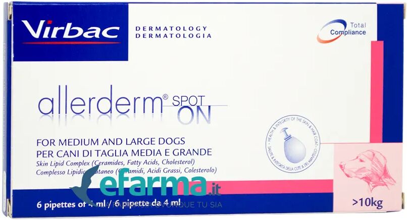 VIRBAC Allerderm Spot-On Trattamento Cutaneo 6 Pipette 4 Ml