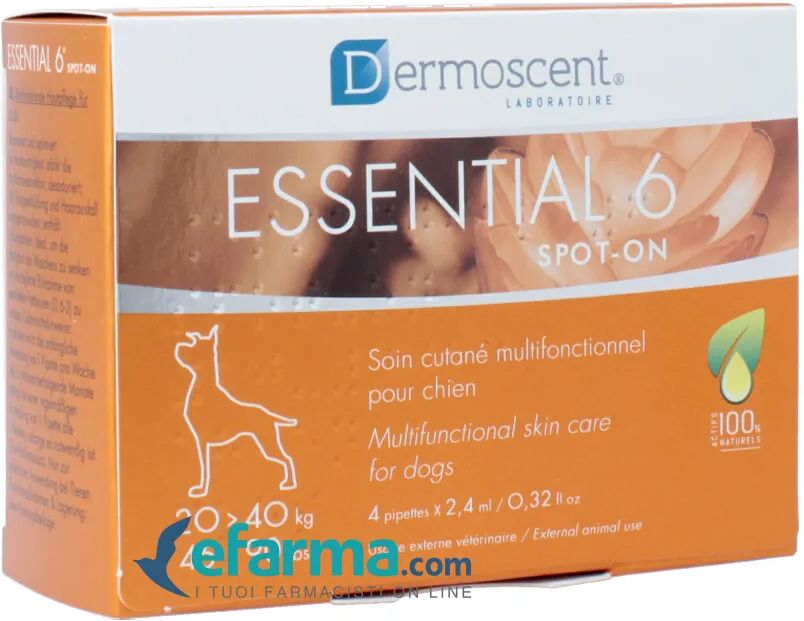 ESSENTIAL 6 Dermoscent Spot-On Per L'igiene del Cane da 20 a 40 kg 4 Pipette