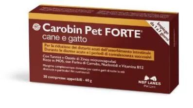 Carobin Pet Forte Mangime Complementare Per Disturbi intestinali Cani E Gatti 30 Compresse