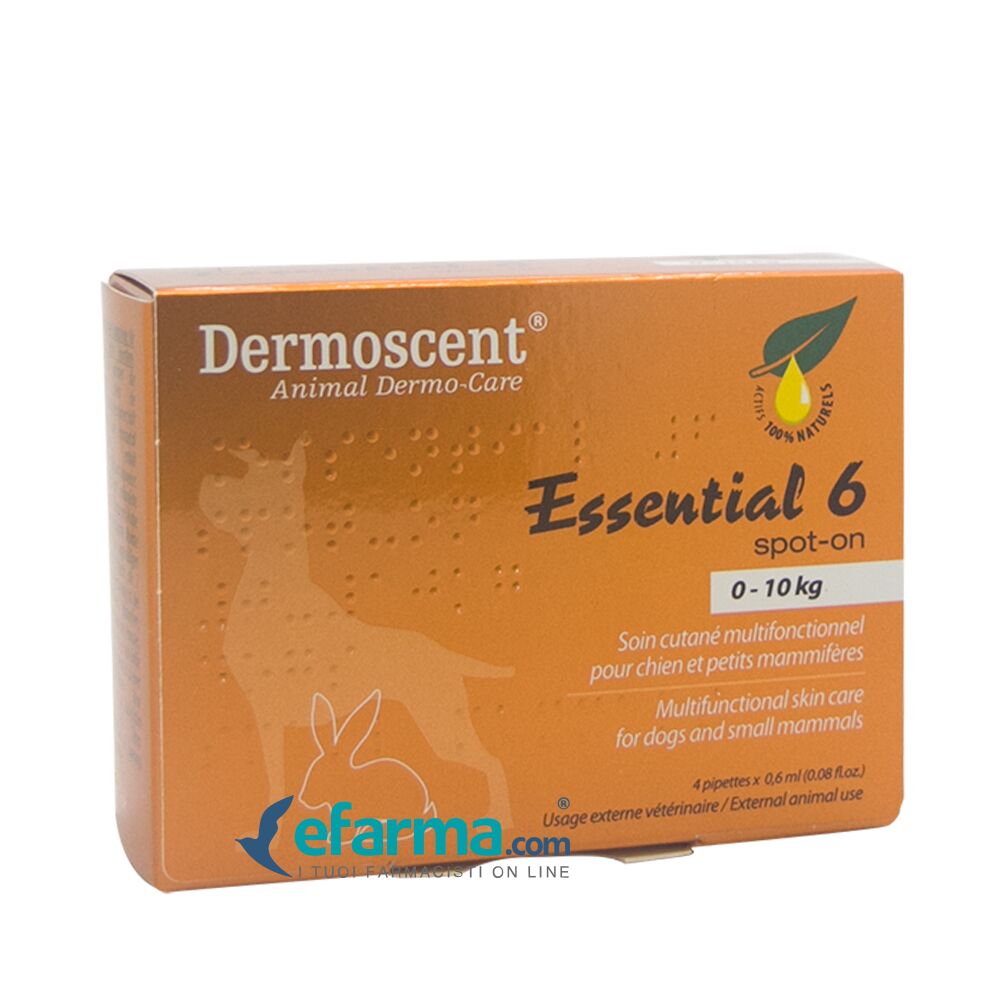 ESSENTIAL 6 Dermoscent Spot-On Per L'igiene del Cane da 0 a 10 kg 4 Pipette