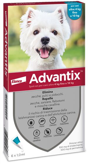 Advantix Spot-On Per Cani da 4 fino a 10 kg 6 Pipette Monodose