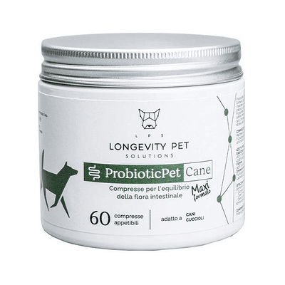 Longevity Pet ProbioticPet Maxi Per L'Equilibrio della Flora Intestinale Cani 60 Compresse Longevity Pet ProbioticPet Maxi Per L'Equilibrio della Flora Intestinale Cani 60 Compresse