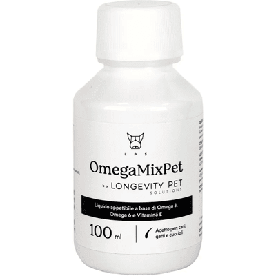 Longevity Pet Omega Mix Pet 100 ml Mangime Complementare per Cute sana e Mantello Lucente Longevity Pet Omega Mix Pet 100 ml Mangime Complementare per Cute sana e Mantello Lucente