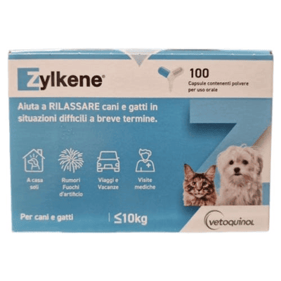 Zylkene Mangime Complementare Anti-Stress per Cani e Gatti Fino A 10 Kg 100 Capsule Zylkene Mangime Complementare Anti-Stress per Cani e Gatti Fino A 10 Kg 100 Capsule
