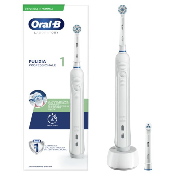 oral-b pro pulizia professionale 1 spazzolino elettrico bianco + 1 refill