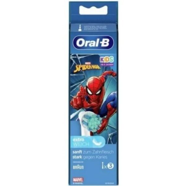 oral-b refill x3 testine morbide spazzolino elettrico bambini spiderman 3 pezzi