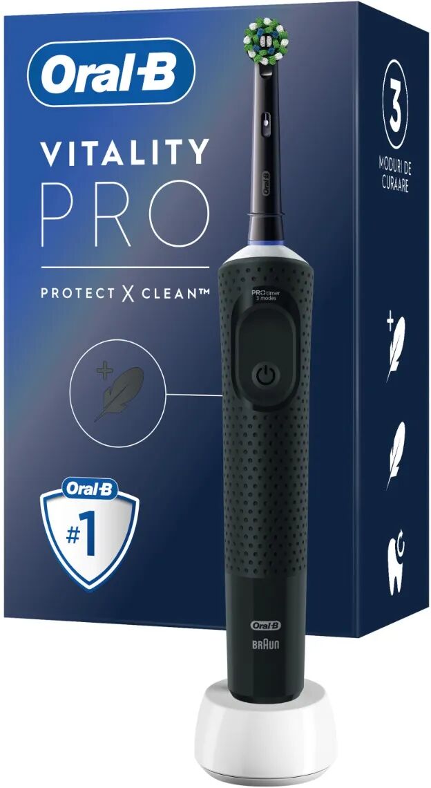 oral-b spazzolino elettrico ricaricabile vitality pro nero, 1 testina, 1 spazzolino