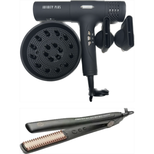 Phon  Infinity Plus Platinum Black Star Con Diffusore E Due Beccucci Piu' Piastra Retro' Comb Hair Straightener