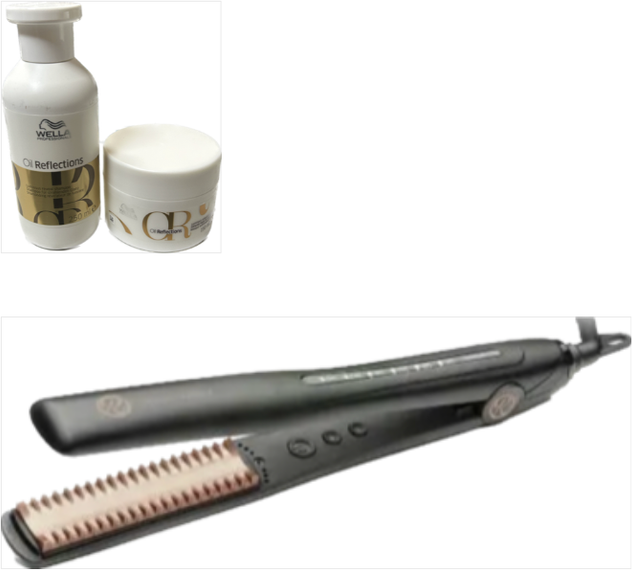 Piastra Retro.Coiffeur Comb Hair Straightener Piu'Shampoo Wella Oil Reflections 250 Ml E Maschera 150 Ml