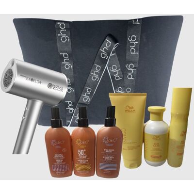 GHD Phon Retro' Excelsa Crystal 1800 Watt Collagene + Kit Mare Wella + Gel Preparat. Abbronz.Ocleo' 250 Ml Latte Super Abbr. 250 Ml Crema Doccia Dopo Sole 250 Ml In Omaggio Borsa GHD Phon Retro' Excelsa Crystal 1800 Watt Collagene + Kit Mare Wella + Gel Preparat. Abbronz.Ocleo' 250 Ml Latte Super Abbr. 250 Ml Crema Doccia Dopo Sole 250 Ml In Omaggio Borsa