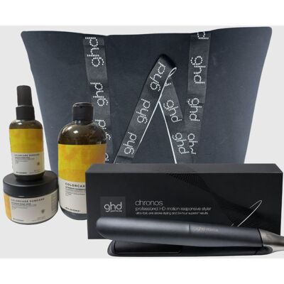 GHD Piastra Chronos Nera +kit Mare Con Shampoo Elgon Sun 500 Ml Maschera 300 Ml E Wave Lock In Omaggio Borsa GHD Piastra Chronos Nera +kit Mare Con Shampoo Elgon Sun 500 Ml Maschera 300 Ml E Wave Lock In Omaggio Borsa