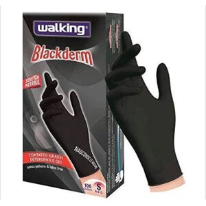 WALKING Guanti Black Derm Nitrile Neri 100 Pz S