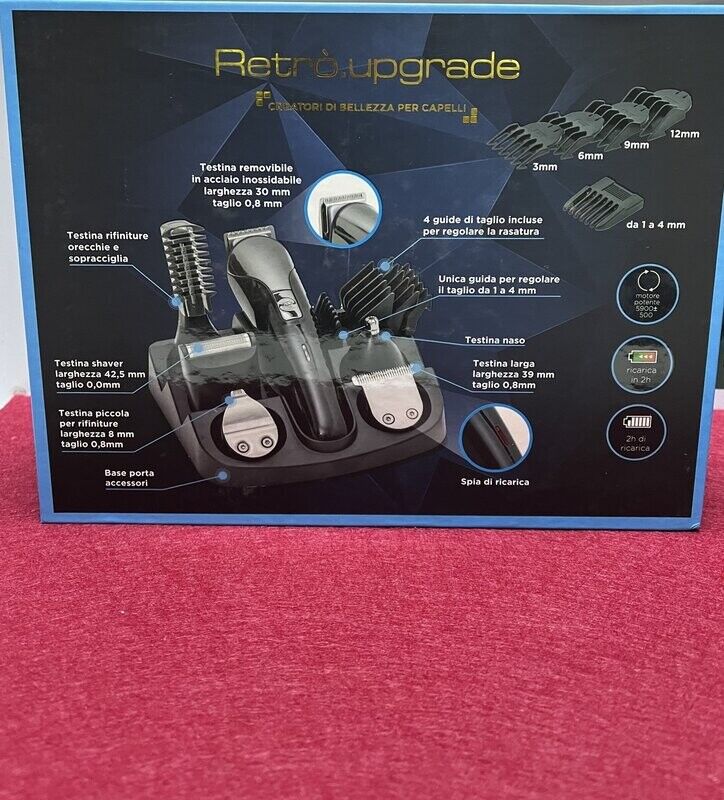 Clipper Professionale Cordless Multifunzione Retro' Rup 1010  In Omaggio Set 5 Pettini Retro.Old Fashion ' Al Carbonio