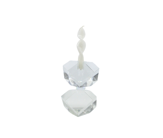 TUFANO CRISTAL Candeliere Due Cubi Cristallo Grande Complemento D'Arredo 19x11cm