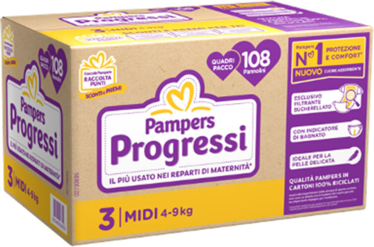 Pampers Qu Prog Midi 108pz