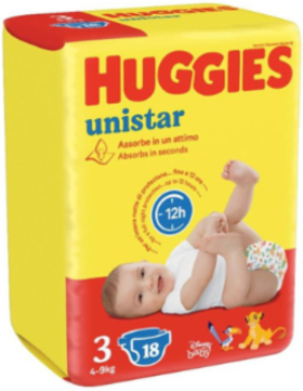 Huggies Unistar Base 3 4x18pz