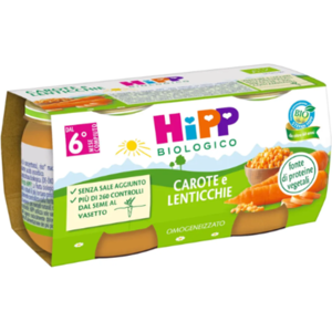 hipp bio omogeneizzato carote/lenticchie 2x80 gr