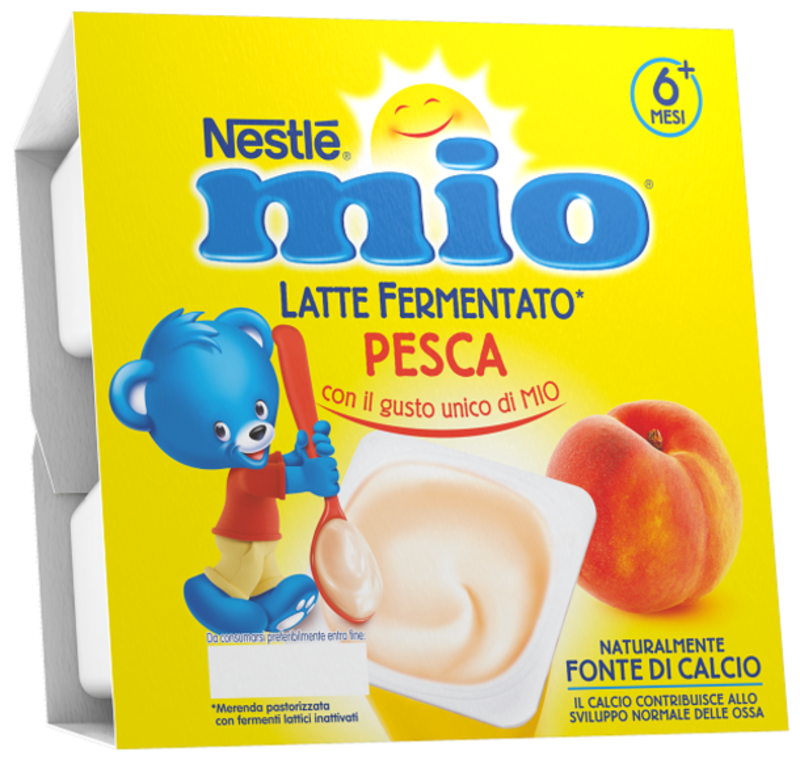 nestle nestlé mio merenda al latte fermentato gusto pesca 4x100 gr