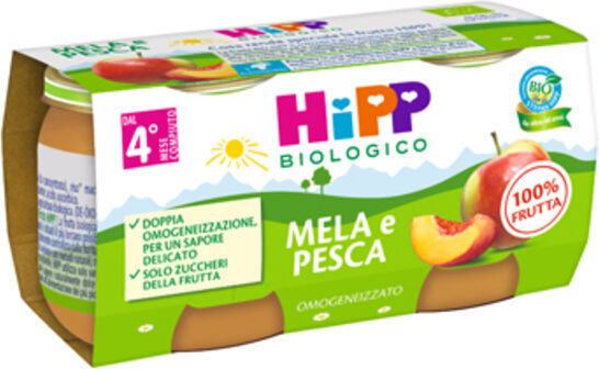 Hipp Bio Omog Mela/pesca 2x80g