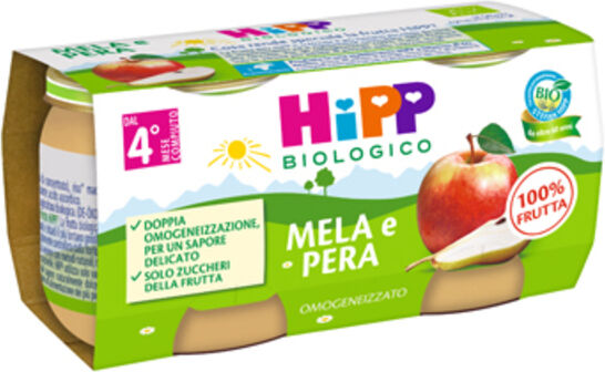 Hipp Omogeneizzato Mela/pera 2x80 Gr