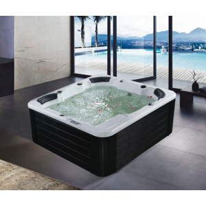 Arredo Casa Facile Minipiscina Esterno 200x200x88cm - Spa  30 Getti Per 6 Persone - 2 Pompe - Minipiscina Con Riscaldatore Balboa Pc Full Pc Balboa- Bluetooth - Ozono -Led