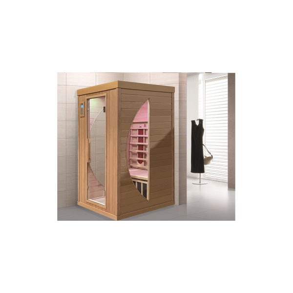 arredo casa facile sauna infrarossi 3 posti 120x105 cm doppio pc - interno ed esterno - ozono - radio + mp3 - mp4 - usb - bluetooth - aromaterapia - cromoterapia - led - design vetro moon - in fibra di carbonio