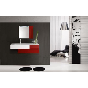 Arredo Casa Facile Mobile Bagno Pensile Rosso Da 100 Cm Completo