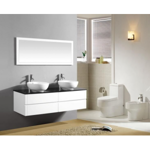 Arredo Casa Facile Mobile Bagno Pensile Bianco Da 150 Cm Completo Doppio Lavabo