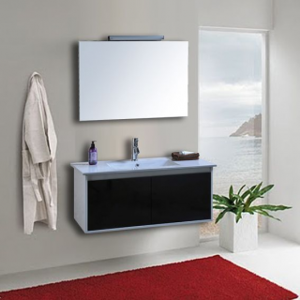 Arredo Casa Facile Mobile Bagno Pensile Bianco Nero Da 100 Cm Completo