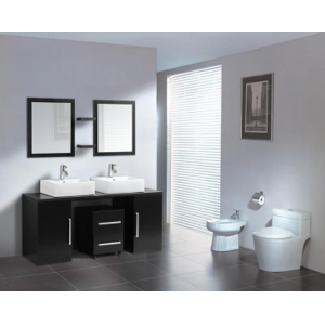 Arredo Casa Facile Mobile Bagno Pensile Wenge' Da 160 Cm Completo Doppio Lavabo