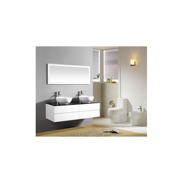 arredo casa facile mobile bagno pensile bianco da 150 cm completo doppio lavabo