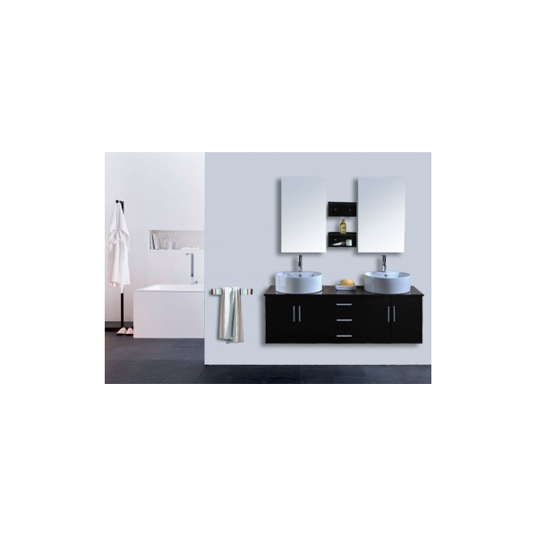 arredo casa facile mobile bagno doppio completo pensile 150cm wengãˆ