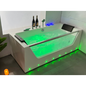 Arredo Casa Facile Vasca Idromassaggio Spa Doppia + Led + Ozono-170x80 -21 Getti-Doppia Pompa - Pc Full Touch - Riscaldatore - Con Vetro -  Led Cromoterapia Con Cascata - Led Sul Pannello - Bluetooth