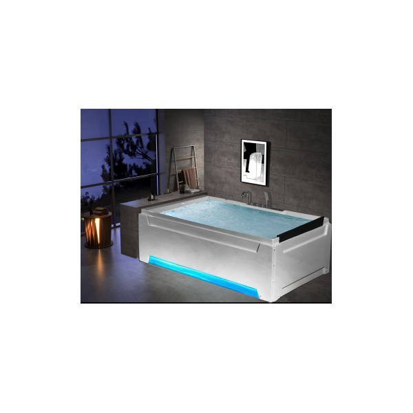 arredo casa facile vasche vasca idromassaggio doppia bagno 185x125 con 24 getti triplo cuscino + doppia pompa + striscia led + ozono + riscaldatore + bluetooth