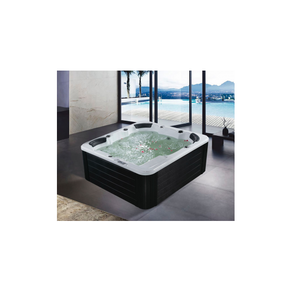 arredo casa facile minipiscina esterno 200x200x88cm - spa  30 getti per 6 persone - 2 pompe - minipiscina con riscaldatore balboa pc full pc balboa- bluetooth - ozono -led