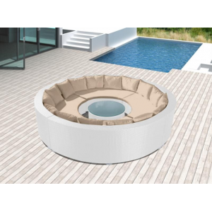 Arredo Casa Facile Divano Rattan Giardino Esterno Rotondo S8 Bianco