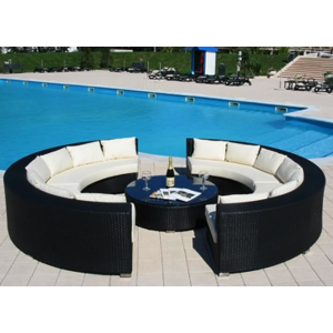 Arredo Casa Facile Divano Rattan Giardino Esterno Rotondo S8 Nero