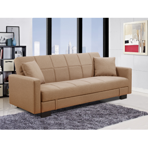 Arredo Casa Facile Divano Letto Contenitore Microfibra Beige Reclinabile Cuscini