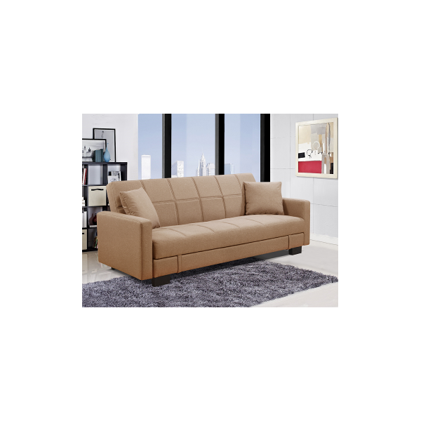 arredo casa facile divano letto contenitore microfibra beige reclinabile cuscini