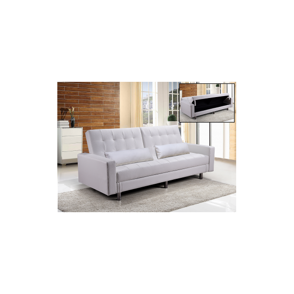 arredo casa facile divano letto contenitore ecopelle bianco reclinabile cuscini doppio