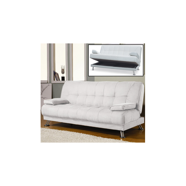 arredo casa facile divano letto 3 posti con contenitore coperte  reclinabile ecopelle bianco- ufficio - salotto
